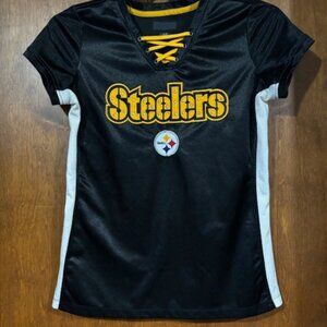 Pittsburgh Steelers women's front lace, rhinestone shirt in sz Small